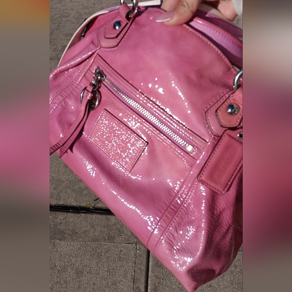 Coach Poppy Patent Leather Pink Tote Handbag
